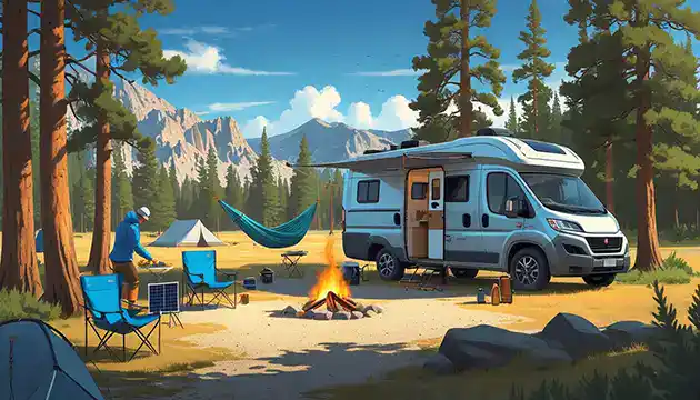 Man preparing food boondocking