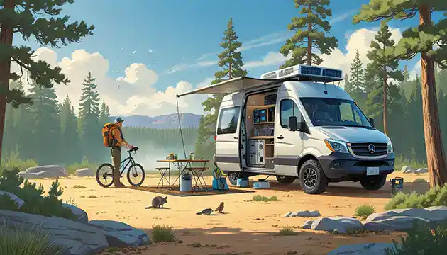 man on bike alone boondocking