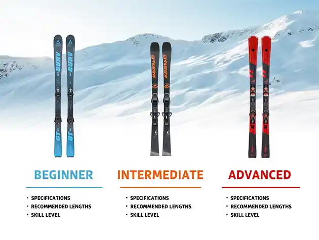 Beginner intermediate advanced skis